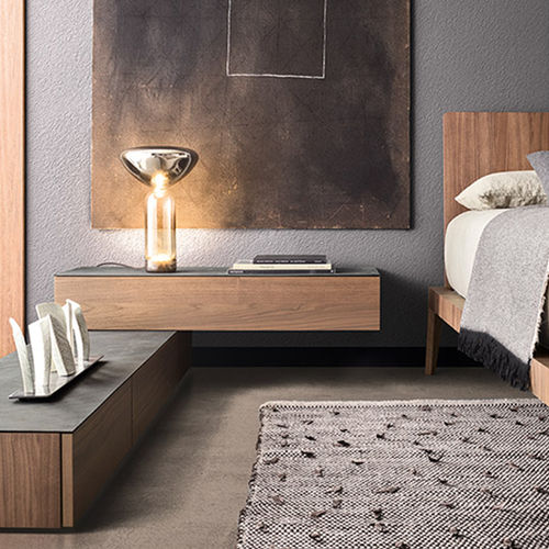 Table de chevet contemporaine - SPAZIO  - PIANCA - en bois laqué / en verre / en pierre