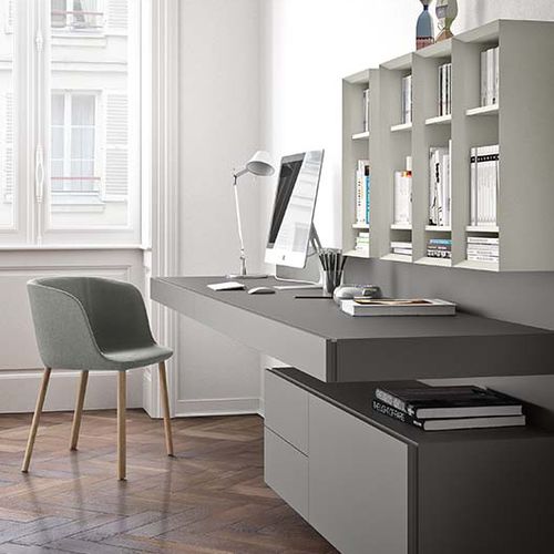 Bureau contemporain - PEOPLE - PIANCA - en bois laqué / avec étagère
