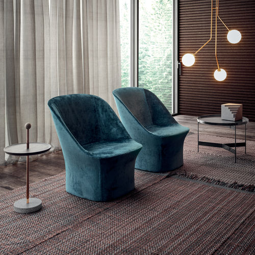 Fauteuil contemporain - ESSE  - PIANCA - en cuir / en tissu / gris