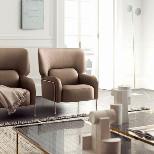 Fauteuil contemporain - PLATEA  - PIANCA - en cuir / en tissu / en métal