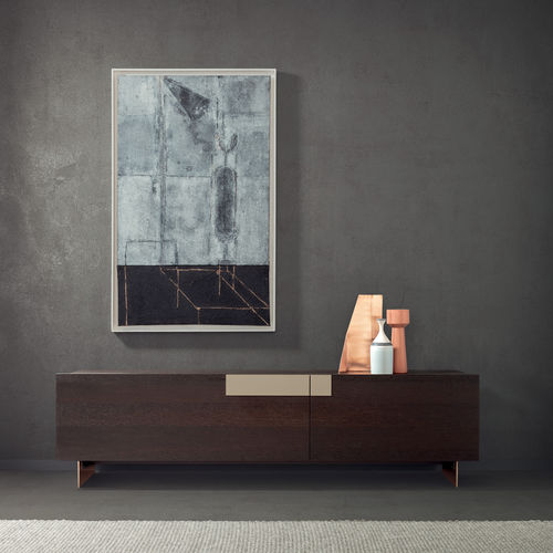Buffet contemporain - GINEVRA  - PIANCA - en bois laqué / gris