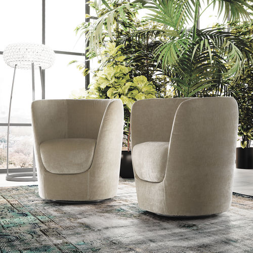 Fauteuil contemporain - OPLA' - PIANCA - en cuir / en tissu / beige