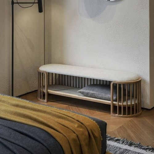 Banquette contemporaine - PALÙ  - PIANCA - en tissu / avec piètement en chêne / en chêne