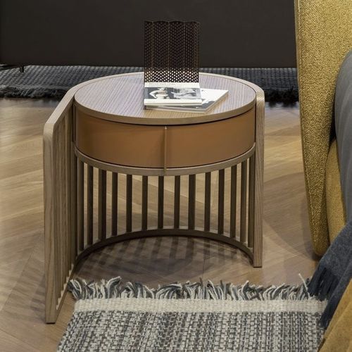 Table de chevet contemporaine - PALÙ - PIANCA - en chêne / avec piètement en chêne / ronde