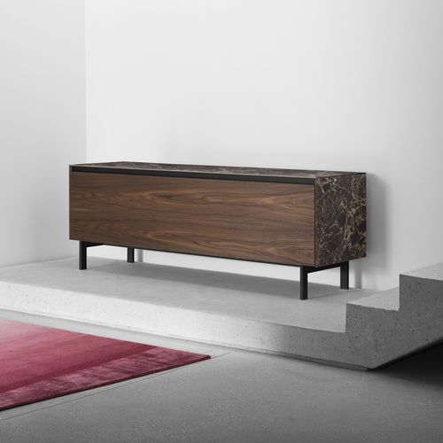 Buffet contemporain - Vitrum - miniforms - en bois laqué / en chêne / en noyer