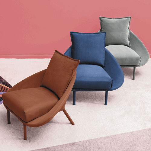 Fauteuil contemporain - Lem - miniforms - en tissu / en cuir / avec coussin amovible
