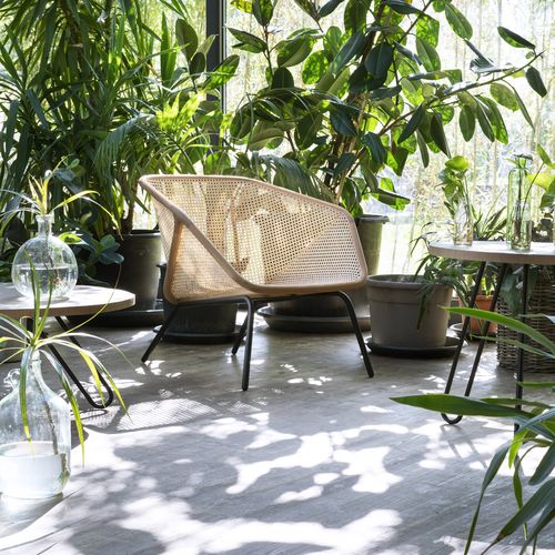 Fauteuil contemporain - Colony - miniforms - en tissu / en cuir / en paille