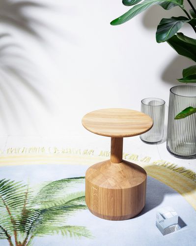 Tabouret contemporain - Pezzo  - miniforms - en chêne / en noyer / avec piètement en bois massif