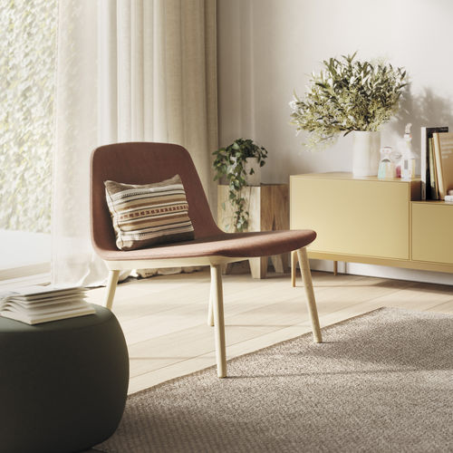 Chauffeuse contemporaine - BISELL - TREKU - en tissu / en bois / grise