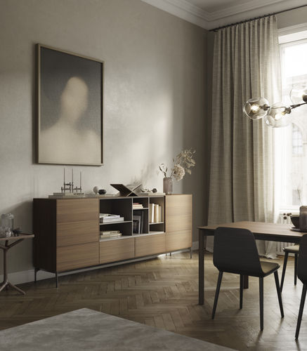 Buffet contemporain - LAUKI - TREKU - en bois laqué / en chêne / en noyer