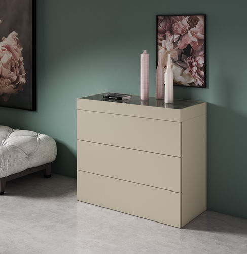 Commode contemporaine - TOP - MUEBLES MESEGUE, S.A. - en bois laqué / sur mesure / 4 tiroirs
