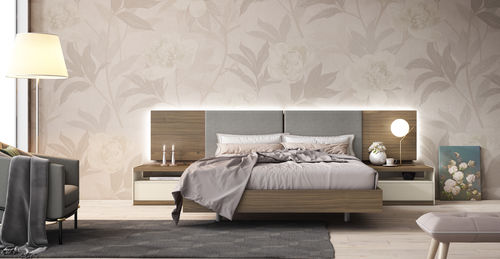 Tête de lit pour lit double - LUCA: comp.115 - MUEBLES MESEGUE, S.A. - contemporaine / en placage de bois / en MDF laqué