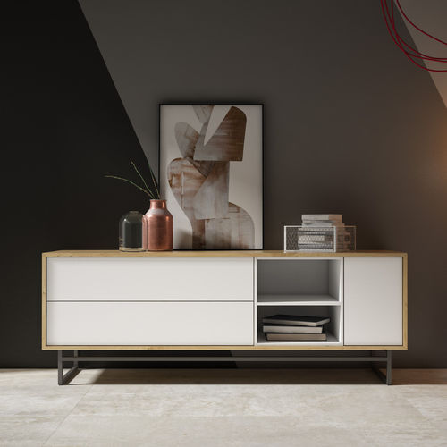 Commode contemporaine - COMPACTO S - MUEBLES MESEGUE, S.A. - en bois / sur mesure / avec rangement