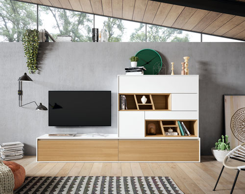 Ensemble mural de salon contemporain - 21 COVER - MUEBLES MESEGUE, S.A. - en bois / pour TV / avec tiroir