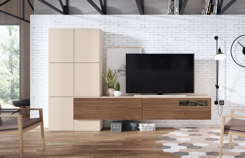 Ensemble mural de salon contemporain - 26 COVER - MUEBLES MESEGUE, S.A. - en bois / pour TV / avec tiroir
