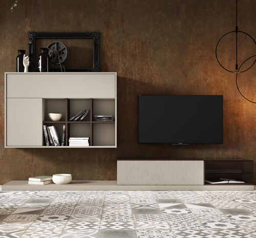 Ensemble TV mural contemporain - BLIND - MUEBLES MESEGUE, S.A. - en bois / sur mesure