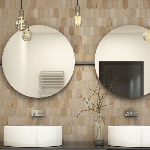 Carrelage en pierre naturelle - TURKISH TRAVERTINE - Interceramic - en travertin / poli / de salle de bain