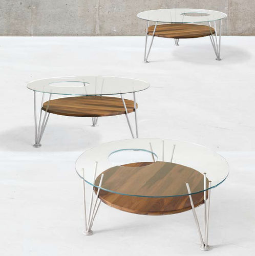 Table basse contemporaine - H-121 - Dale Italia - en verre / en métal / en noyer