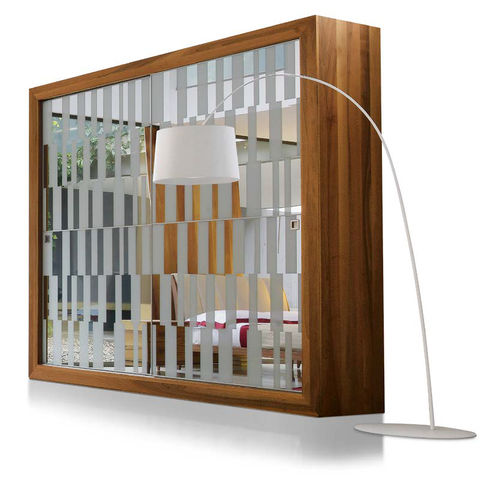Armoire contemporaine - R-100  - Dale Italia - en noyer / à portes coulissantes / avec miroir
