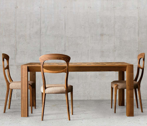 Chaise contemporaine - C-143  - Dale Italia - en tissu / avec piètement en bois / tapissée