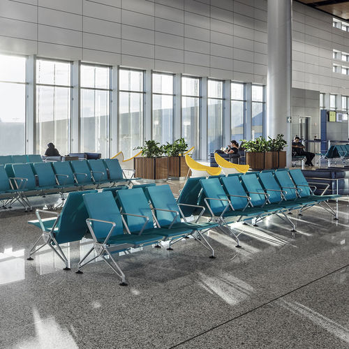 Sièges sur poutre en aluminium - AIRLINE - vitra USA - en fonte d'aluminium / en contreplaqué / en érable