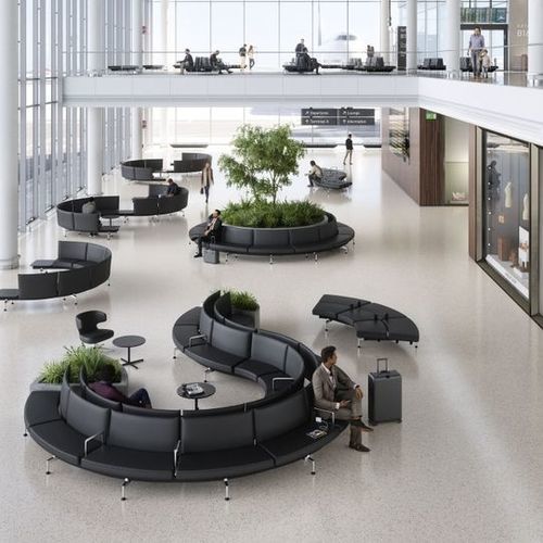 Sièges sur poutre en aluminium poli - SOFT WAIT - vitra USA - en tissu / en cuir / 3 places