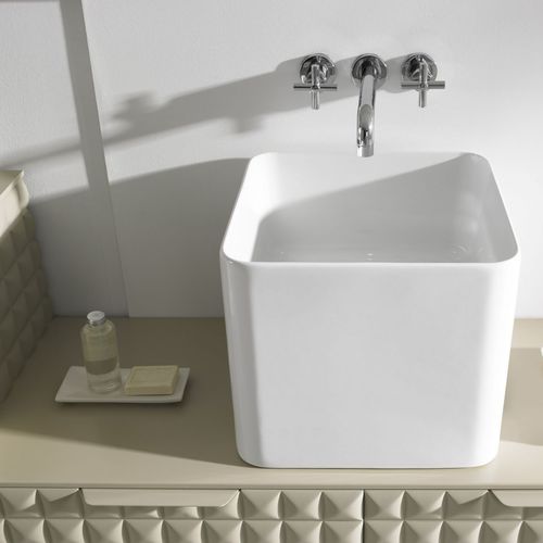 Vasque à poser - CUBE - IKEBE DISEÑOS, S.L.L. - en porcelaine / carrée / contemporaine