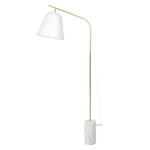 Lampe sur pied - LINE TWO - NORR11 - en aluminium / en laiton poli / en marbre