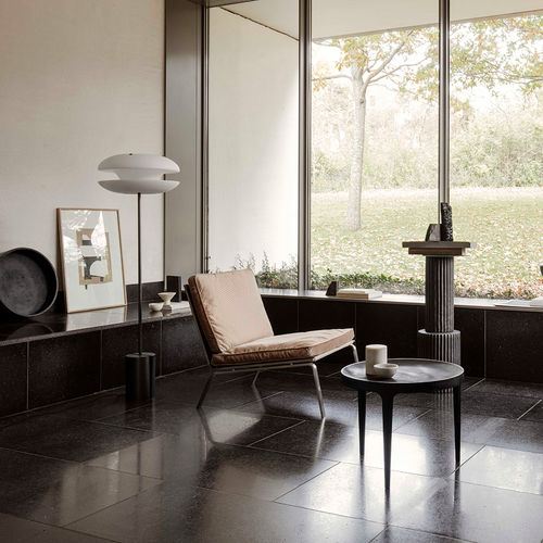 Chauffeuse contemporaine - MAN - NORR11 - en tissu / en cuir / en acier inoxydable
