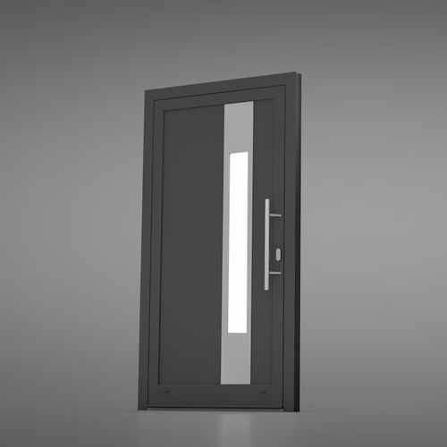 Porte d'entrée - MB-70 - drutex - en aluminium / battante / semi-vitrée
