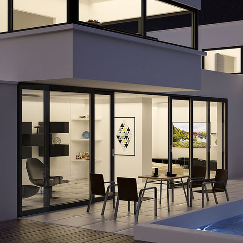 Baie vitrée coulissante - IGLO HS - drutex - en PVC / en aluminium / à triple vitrage