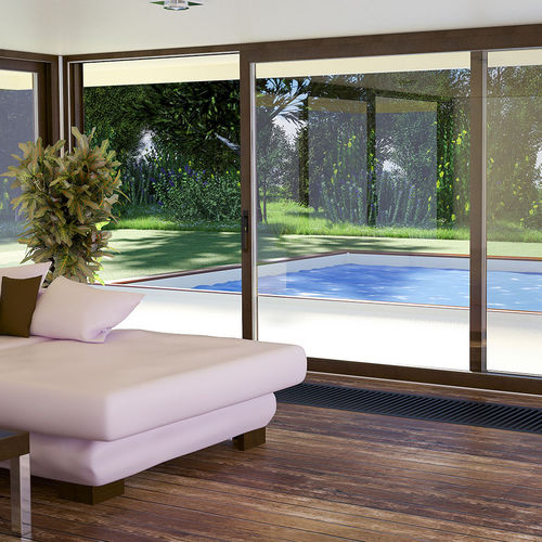 Baie vitrée coulissante - SOFTLINE HS - drutex - en bois / à double vitrage / à triple vitrage