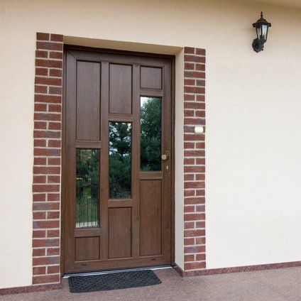 Porte d'entrée - IGLO ENERGY - drutex - en PVC / battante / semi-vitrée