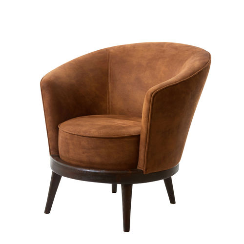 Fauteuil club contemporain - BARTOK : RÉF. 26405 - OVATION Paris - en tissu / en bois / marron