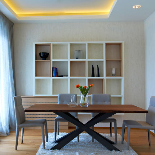 Table à manger contemporaine - RAIA : RÉF. 24020 - OVATION Paris - en bois / avec piètement en bois / avec piètement en tôle d'acier