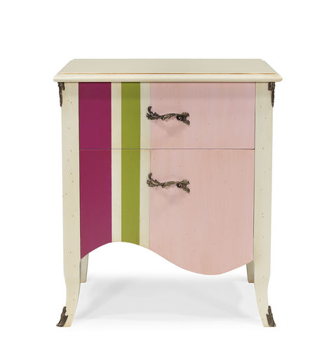 Table de chevet de style Louis XV - BAYADÈRE : RÉF. 11512 - OVATION Paris - en bois laqué / avec piètement en bois laqué / rectangulaire