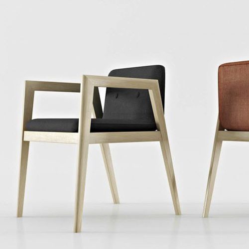 Chaise contemporaine - SALOMÉ : RÉF. 26014 - OVATION Paris - d'intérieur / en tissu / avec piètement en bois