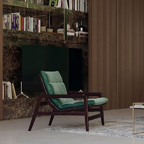 Fauteuil contemporain - RIGOLETTO : RÉF. 26308 - OVATION Paris - en tissu / en bois / à coussins