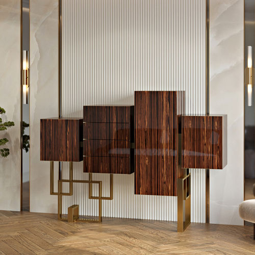 Buffet sur pieds hauts - MASCAGNI - OVATION Paris - design original / en bois laqué brillant / en ébène de macassar