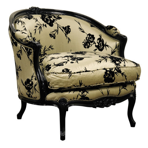 Fauteuil de style Louis XV - COURTELINE : RÉF. 17005 - OVATION Paris - en tissu / bergère
