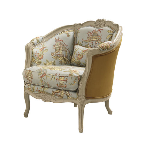 Fauteuil de style Louis XV - GONDOLE CASSANDRE : RÉF. 17004 - OVATION Paris - en cuir / en tissu / bergère