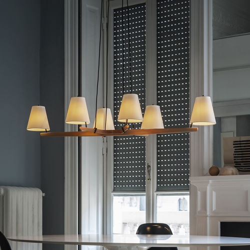 Lustre contemporain - ADMONT 6 - Kalmar Werkstaetten - en métal / en soie / en chêne