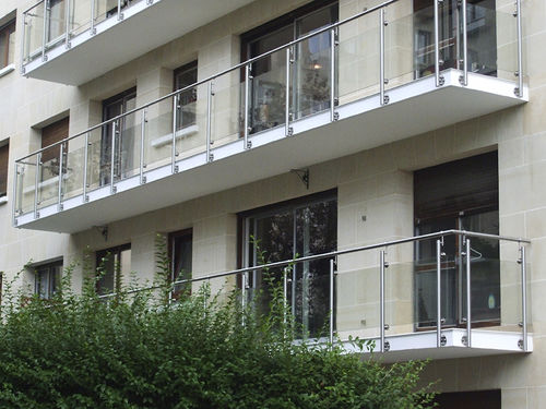 Balcon à panneaux en verre - CRISTAL - AT INOX - en acier inox