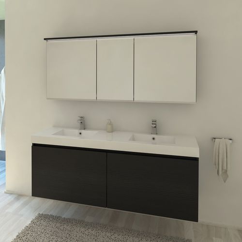 Meuble vasque double - M1 - ALKE - suspendu / en chêne / contemporain