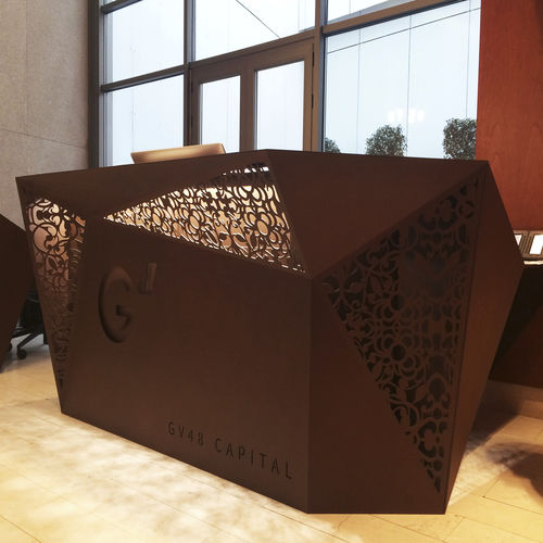 Banque d'accueil en aluminium - BPLAN - lumineuse / pour hôtel