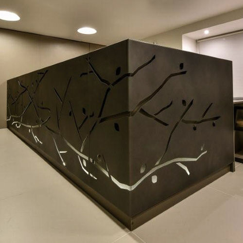 Banque d'accueil d'angle - BPLAN - en métal / lumineuse / pour hôtel