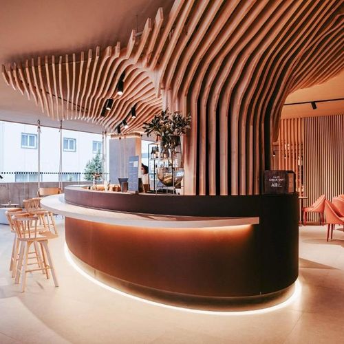 Comptoir de bar - BPLAN - en aluminium / courbé / à LED