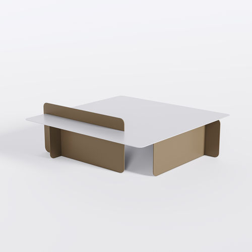 Table basse design original - Bset - BPLAN - en aluminium / avec piètement en aluminium laqué / pour hôtel