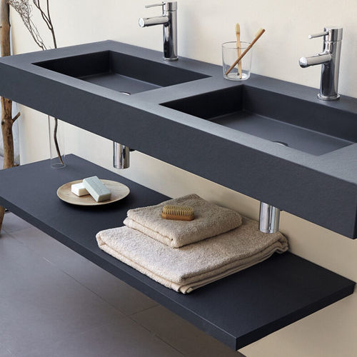Meuble vasque double - CLEVER - SANYCCES - suspendu / en fonte minérale / contemporain