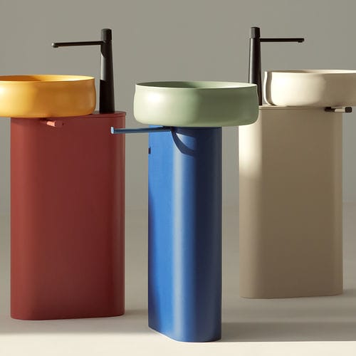 Piédestal design - DUNA EXENTO - SANYCCES - en chêne / en pierre naturelle / en bois massif